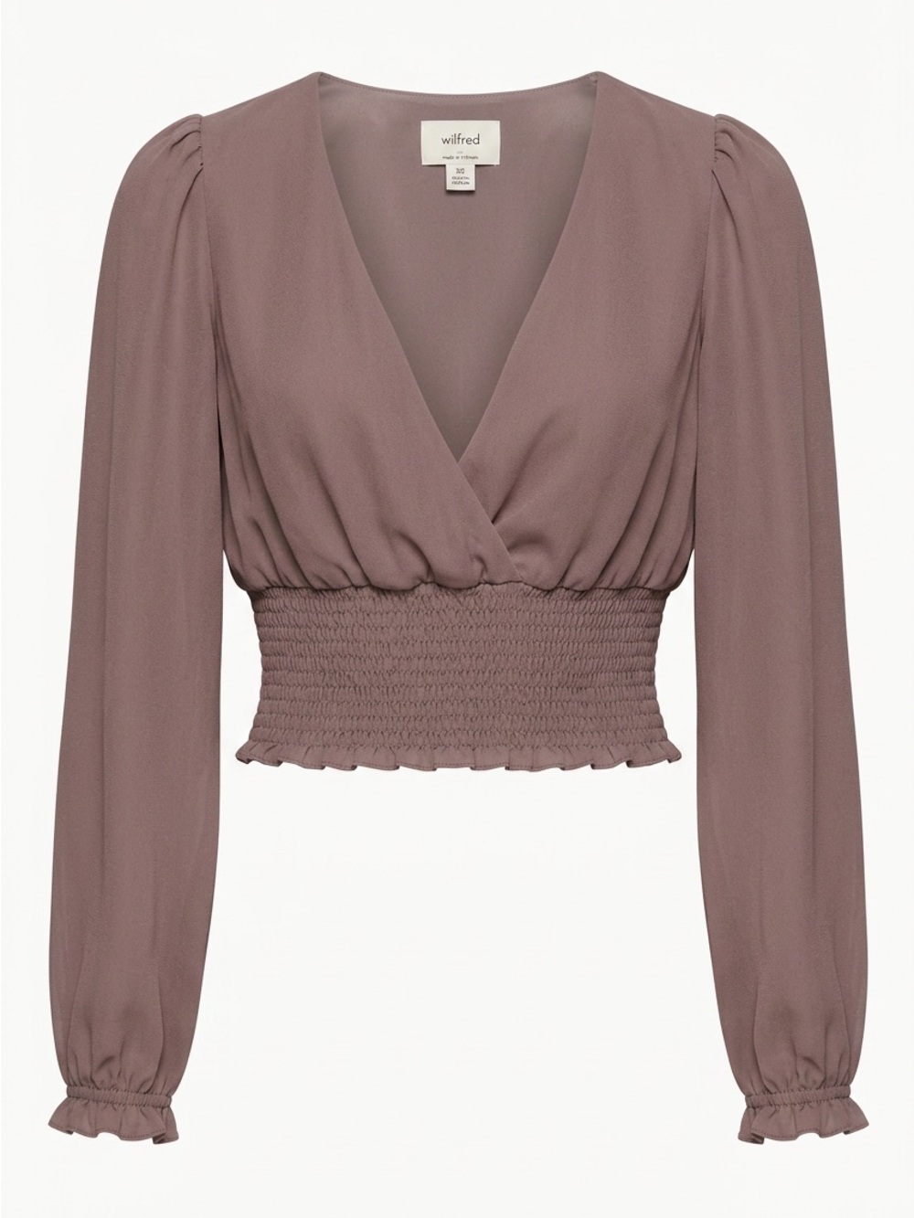 Wilfred Dusty Mauve Smocked-Waist V-Neck Blouse